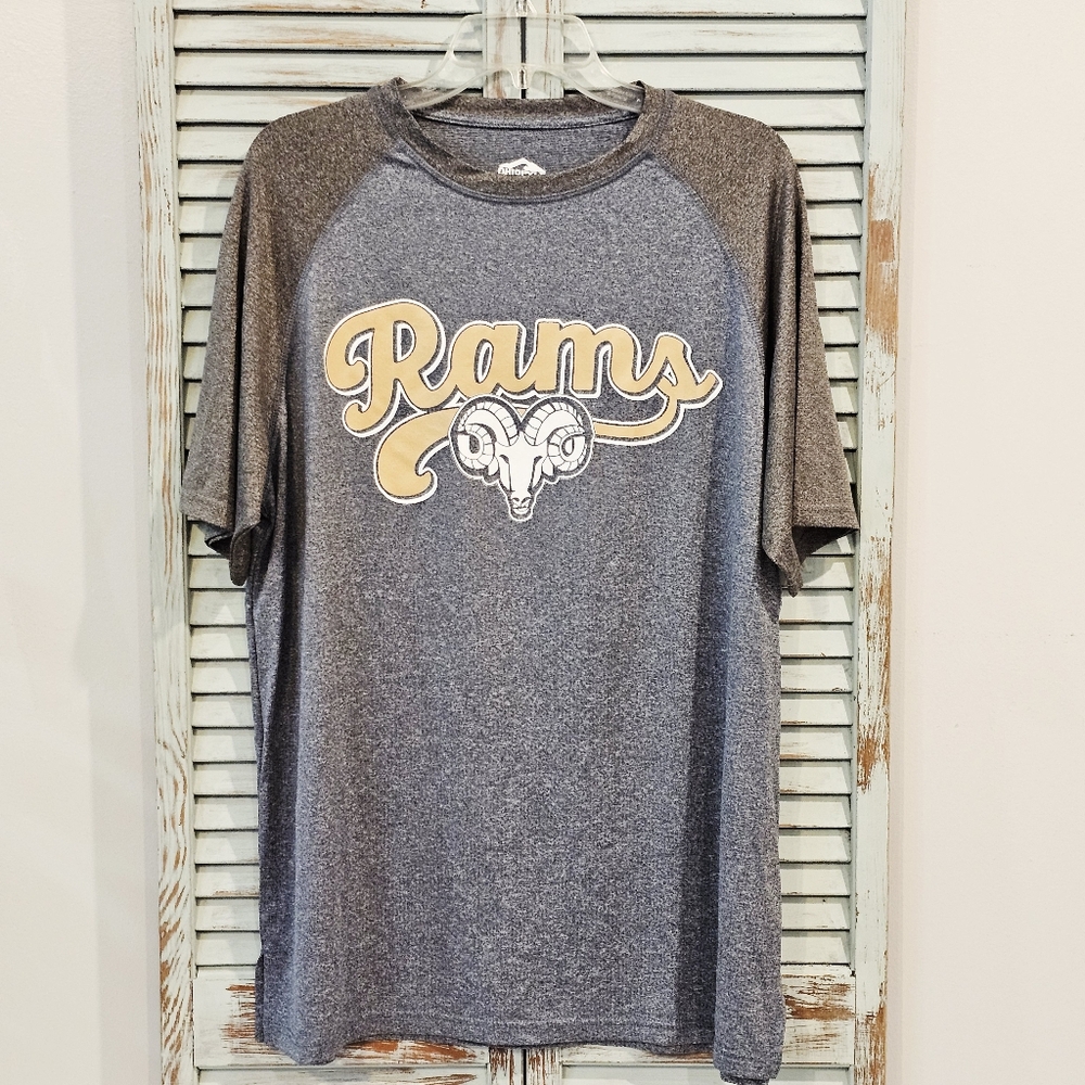 LOS ANGELES RAMS GRAPHIC SPORTS JERSEY TEE SHIRT Men XL Gray/Black Short Sleeve